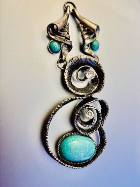 Turquoise Spiral Statement Pendant